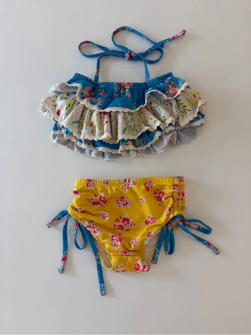 Oopsie Daisy Girls 2 Piece Swim Bikini With Ruffles Size 6 Pool Beach Summer